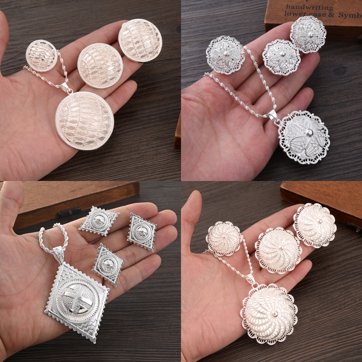 Ethnic Fashion In Dubai - African Ethiopian Silver Color 3-Piece Jewelry