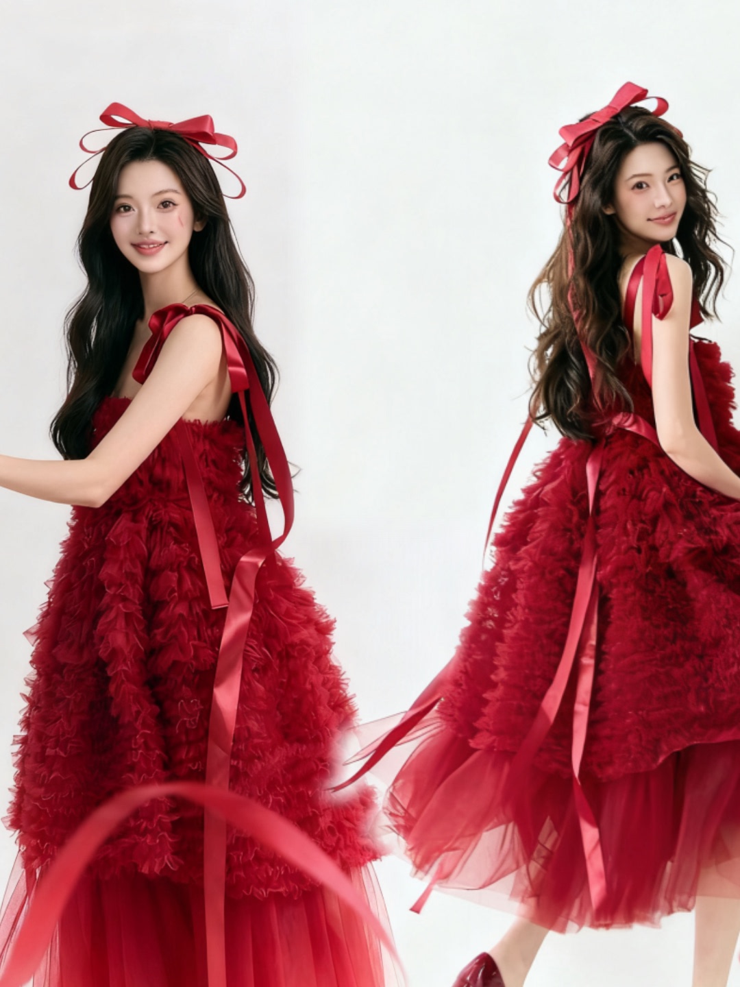 Ethnic Fashion Clothing - Red Tulle Skirt Artistic Birthday Photography