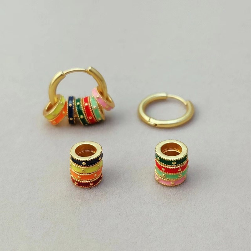 Ethnic Fashion Way - Retro Color Enamel Drip Glaze Circle