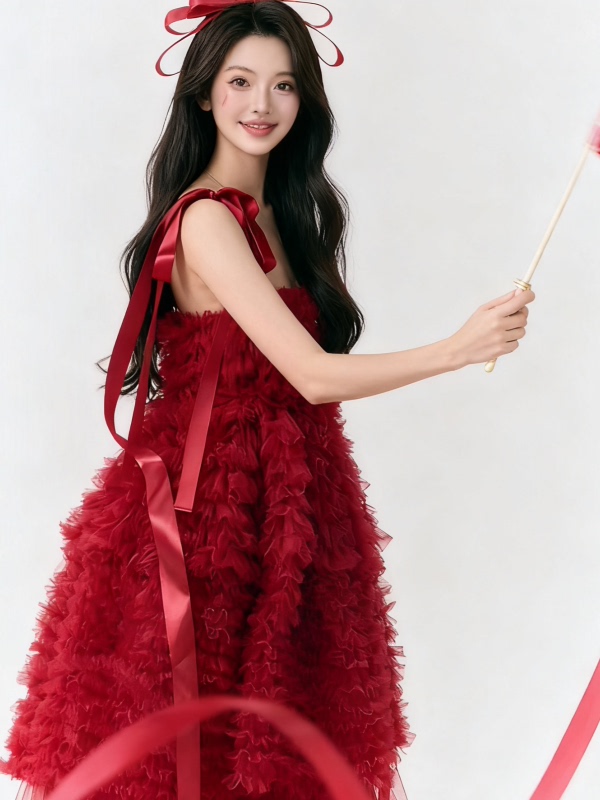 Red Tulle Skirt Artistic Birth - огляд і ціна Ethnic Fashion Clothing
